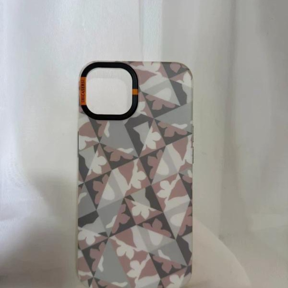 Geometric Pattern Phone Case - Gray and Pink